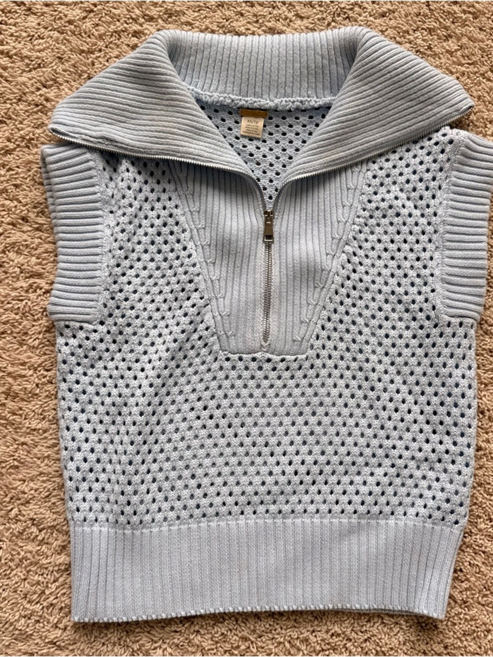 Magaschoni Light Blue Openwork Knit Vest
